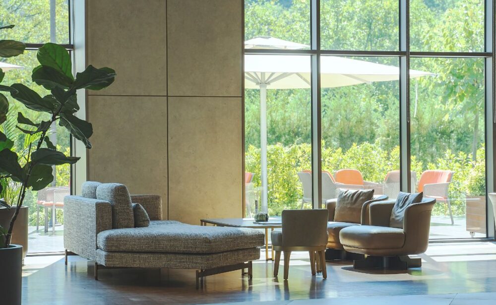 Modern blue lounge chairs by Get Furniture as leading Lobby Seating Manufacturer in Delhi.