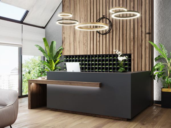 Contemporary reception desk by Get Furniture as trusted Reception Desk Manufacturer in India.