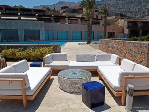 Modern outdoor seating by Villa Furniture Manufacturer in India, highlighting Get Furniture excellence in luxury villa design.